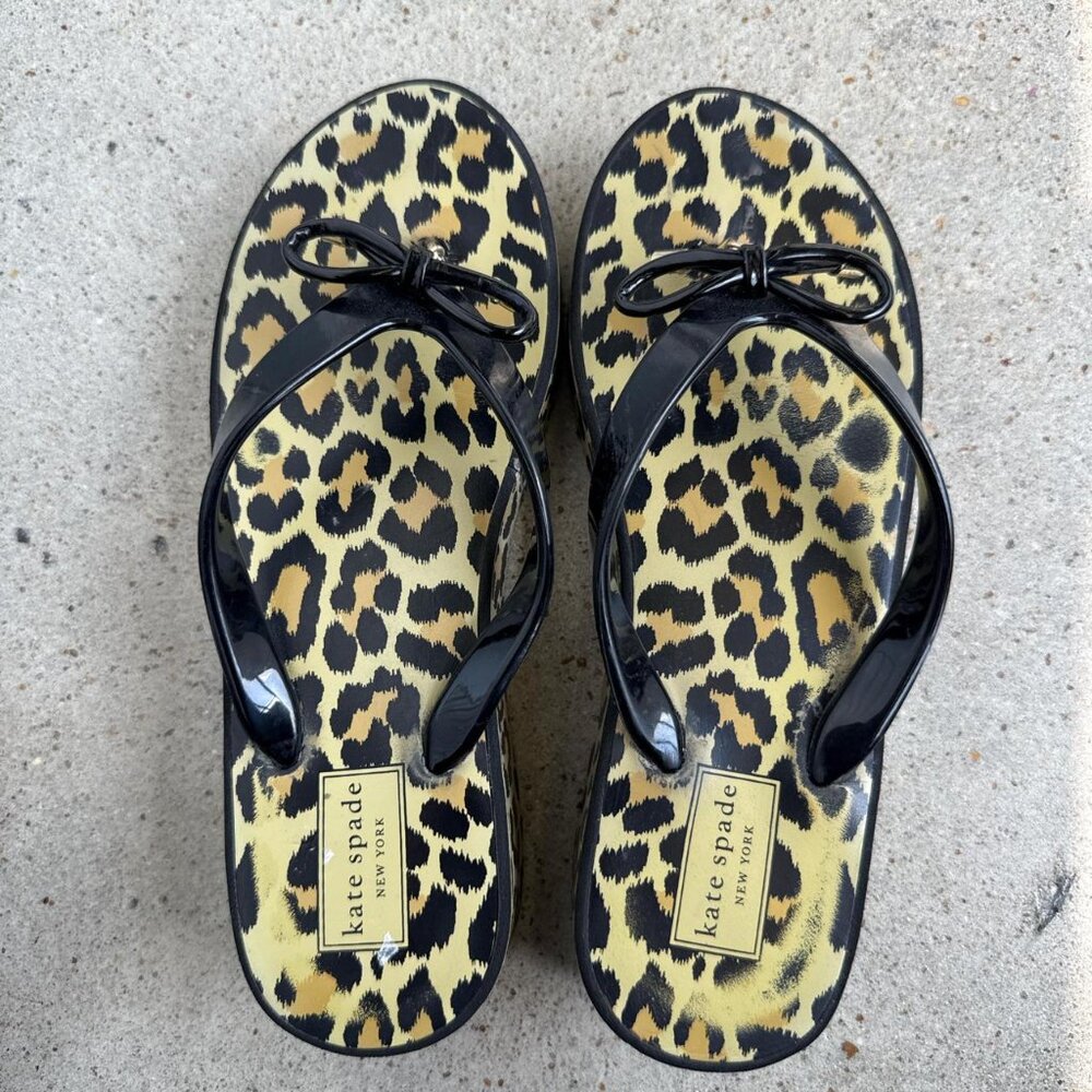 Leopard Print Platform Flip Flops - image 8